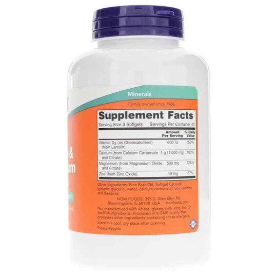 Calcium & Magnesium Softgels with Vitamin D3 & Zinc, NOW